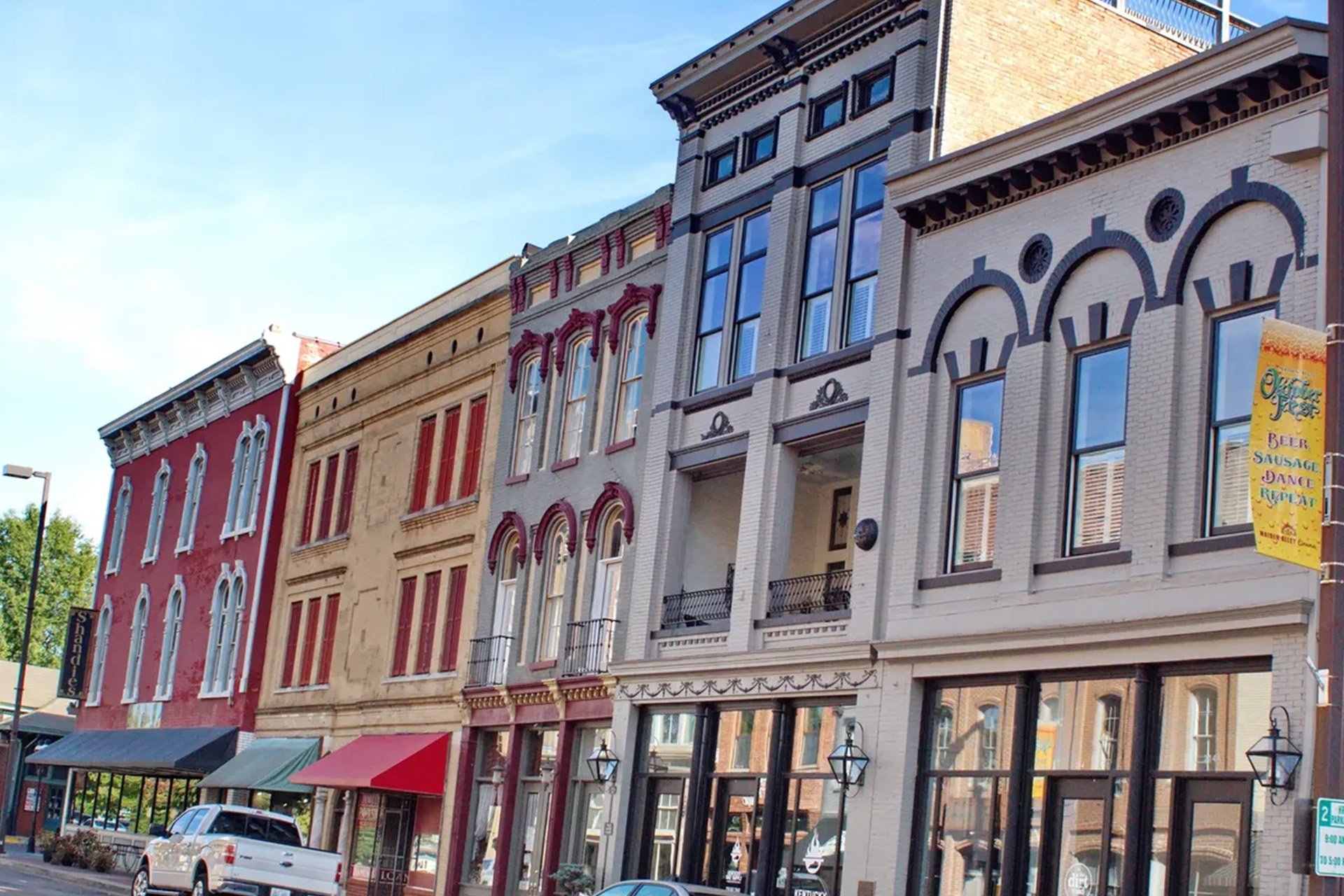 Photo of storefronts in downtown Paducah